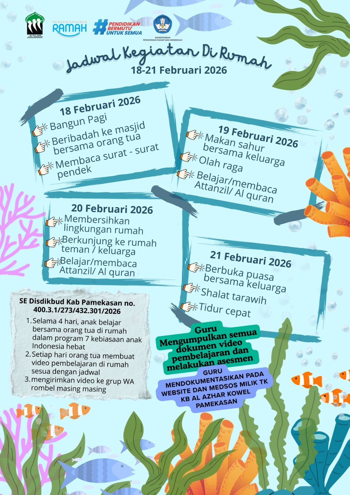 Serunya Belajar dari Rumah! Intip Kegiatan 7 Kebiasaan Anak Indonesia Hebat di TK Al Azhar